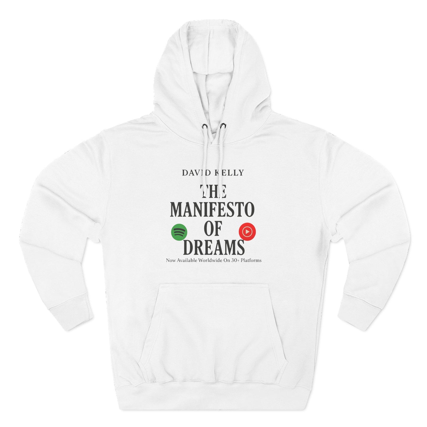 David Kelly Music Three-Panel Fleece Hoodie - Cozy Fashion, Music Lover Gift, Casual Outfit, Dream Manifesto Design, Unique Hoodie
