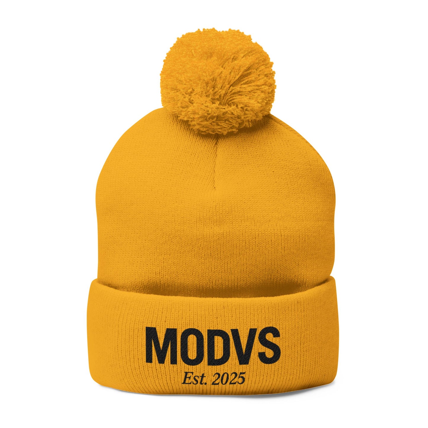 Embroidered Pom-Pom Hat